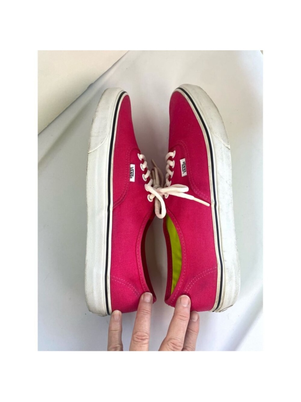 Vans Authentic Canvas Sneakers Shoes Hot Pink w/ Neon Laces - Picture 6 of 7